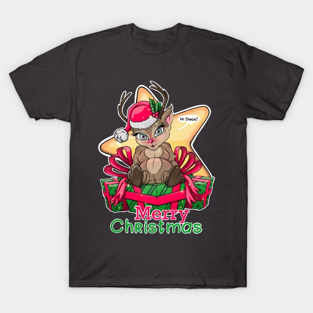 Christmas Deer with gifts for you! Merry Christmas T-Shirt by Mei.illustration